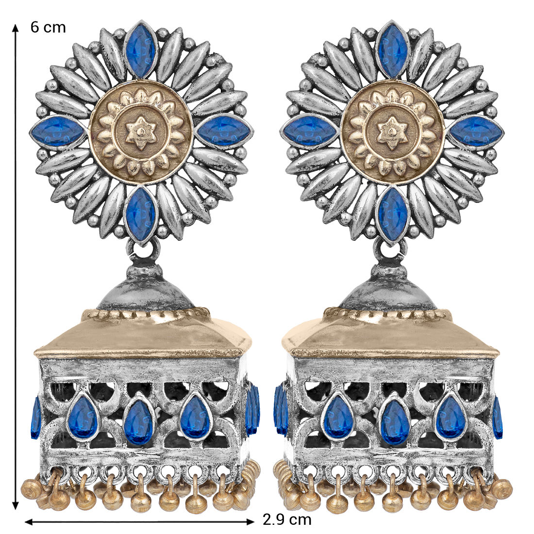 Buy Peora Traditional German Silver Two Tone Blue Stone Sunflower