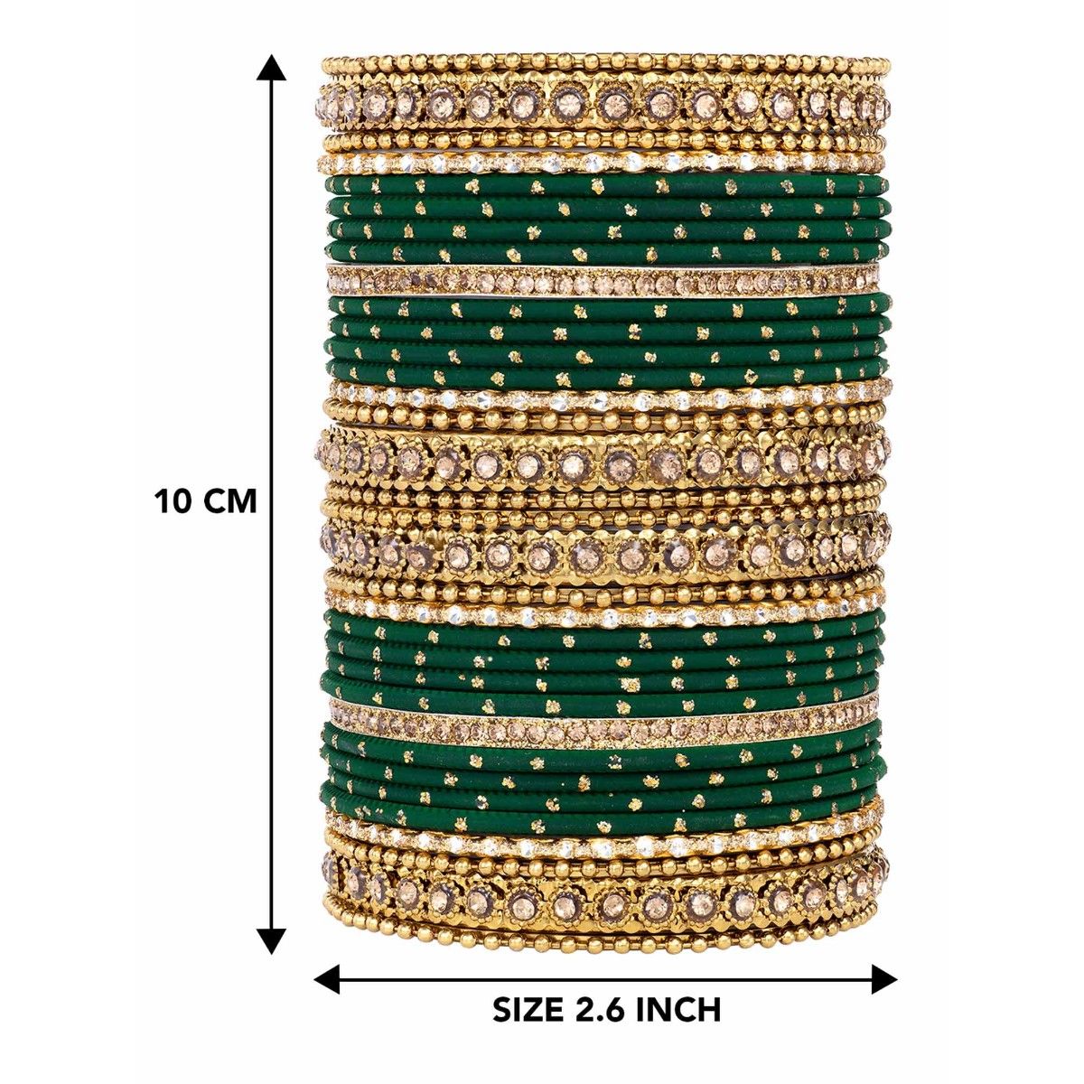 Buy Peora Gold Plated Synthetic Stone Green Bangles Set Online