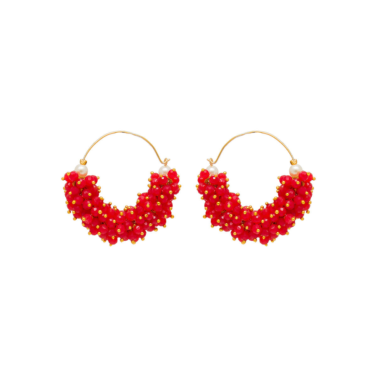 Azai By Nykaa Fashion Ethnic Gold Red Pearl Danglers Buy Azai By