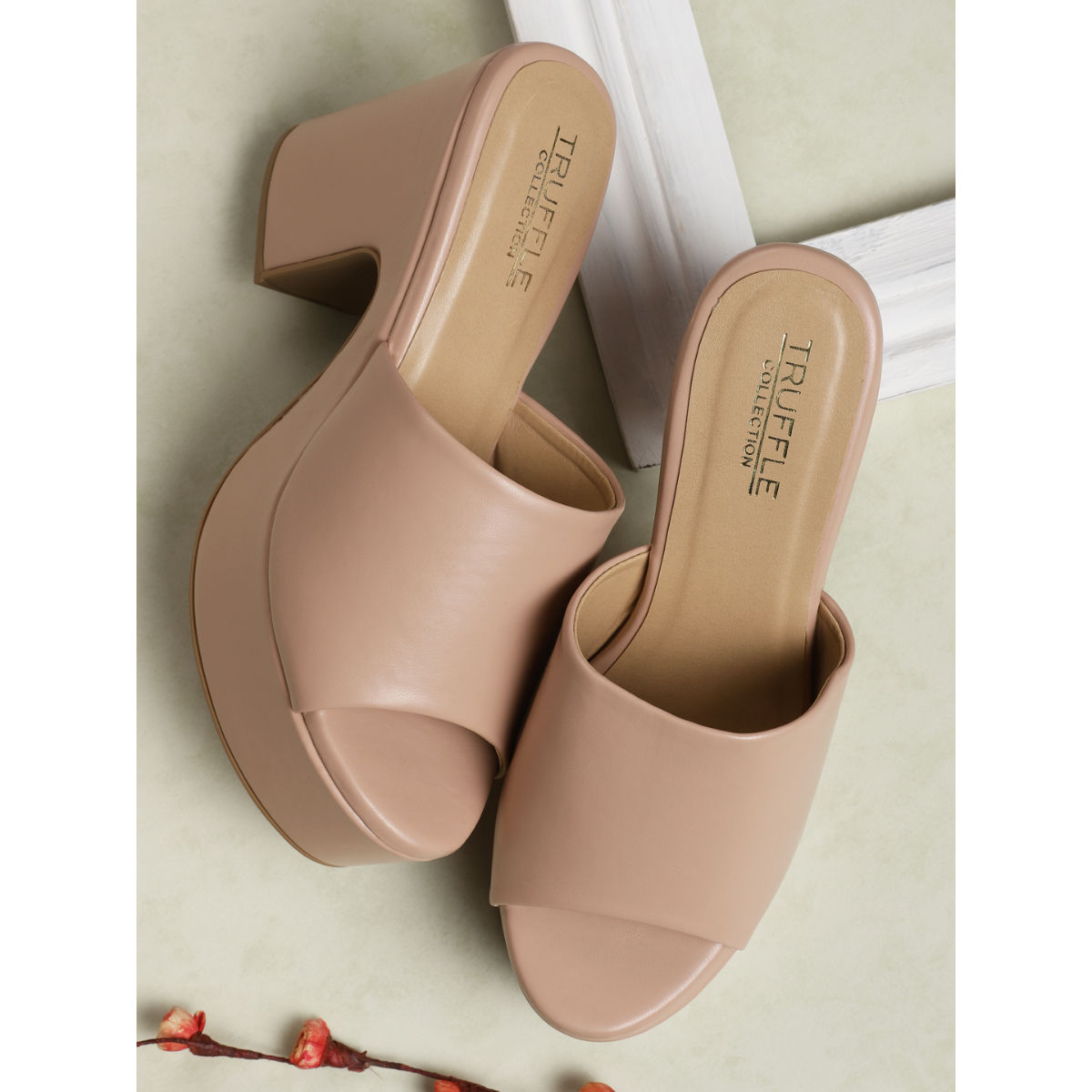 Truffle Collection Nude Solid Heels Buy Truffle Collection Nude Solid