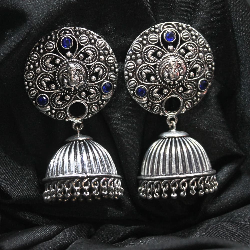 Ferosh Hail Ganesha Silver Oxidized Jhumki Earrings Buy Ferosh Hail