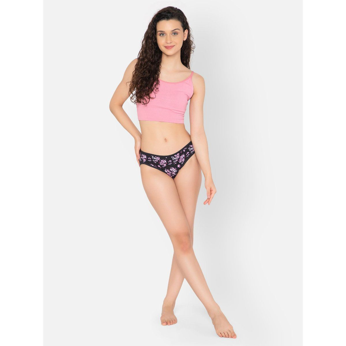 Clovia Low Waist Floral Print Bikini Panty In Black Cotton Buy Clovia