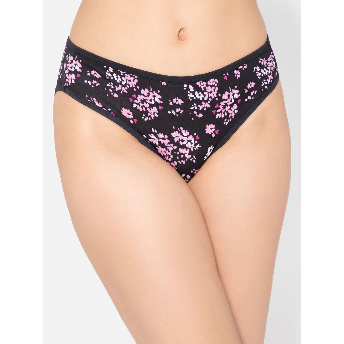 Clovia Low Waist Floral Print Bikini Panty In Black Cotton Buy Clovia