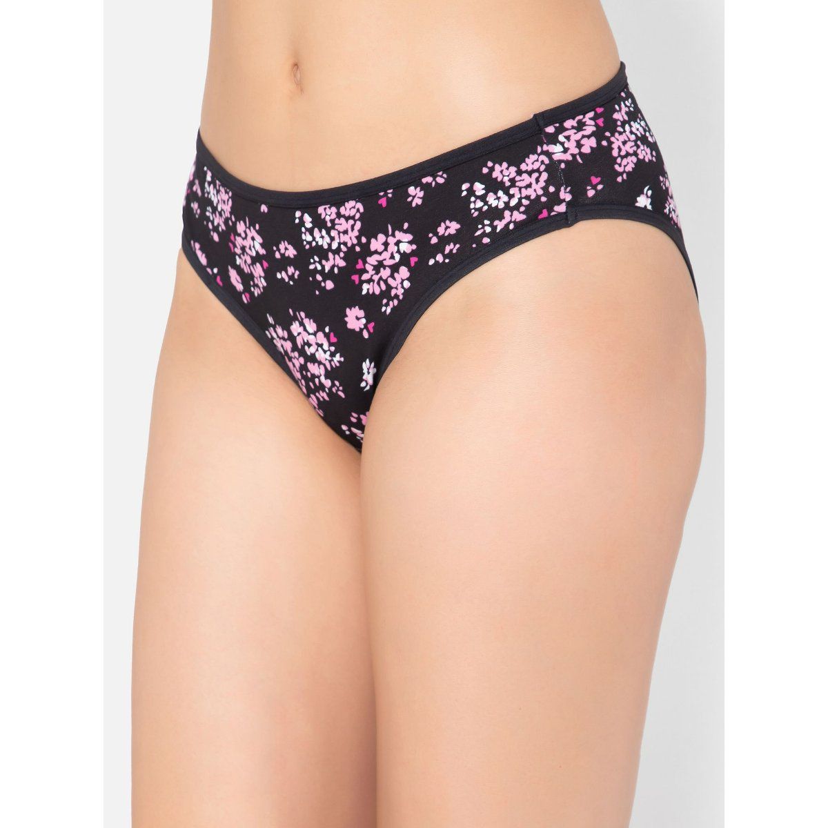 Clovia Low Waist Floral Print Bikini Panty In Black Cotton Buy Clovia