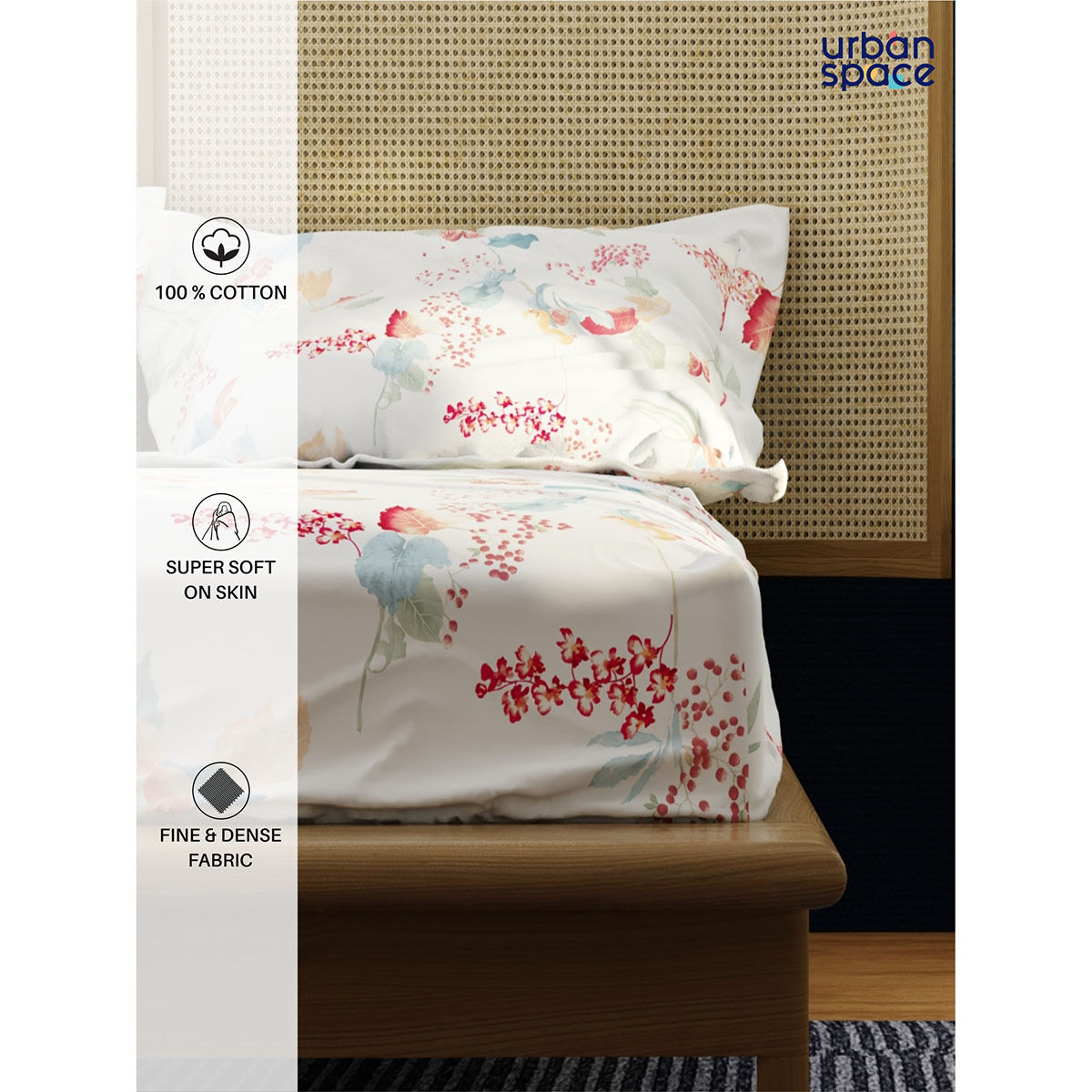 Buy Urban Space Serene Cotton Bedsheets For Single Bed With Pillow