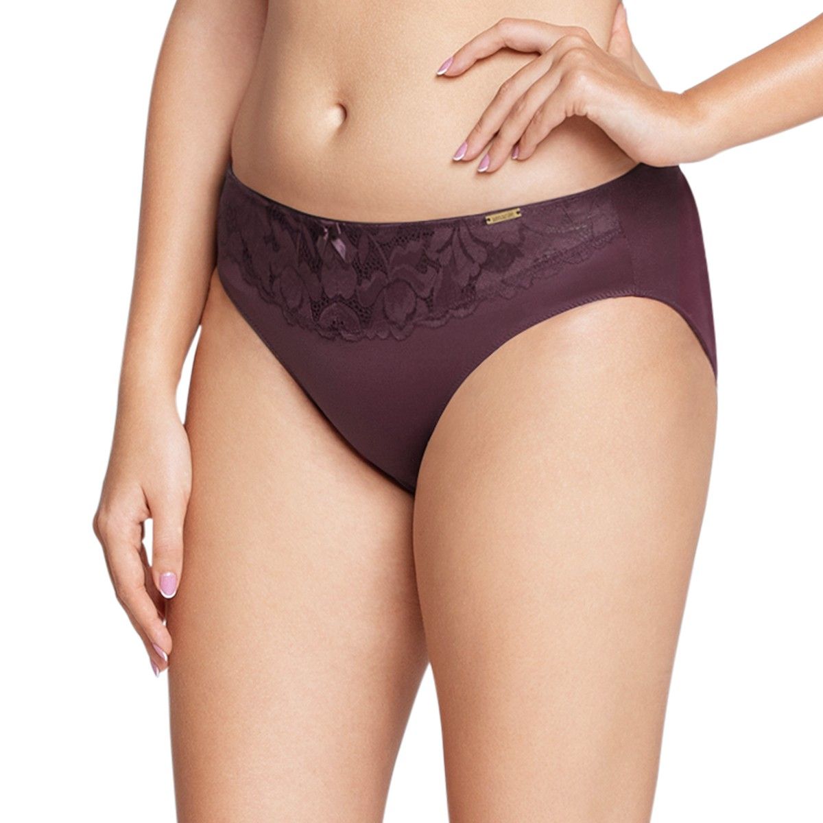 Buy Amante Lace Three Fourth Coverage Low Rise Bikini Panty Purple Online