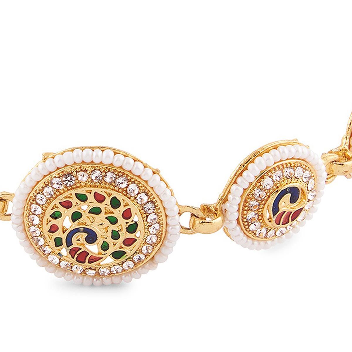 Buy Zaveri Pearls Multicolor Meenakari Peacock Inspired Bridal Head