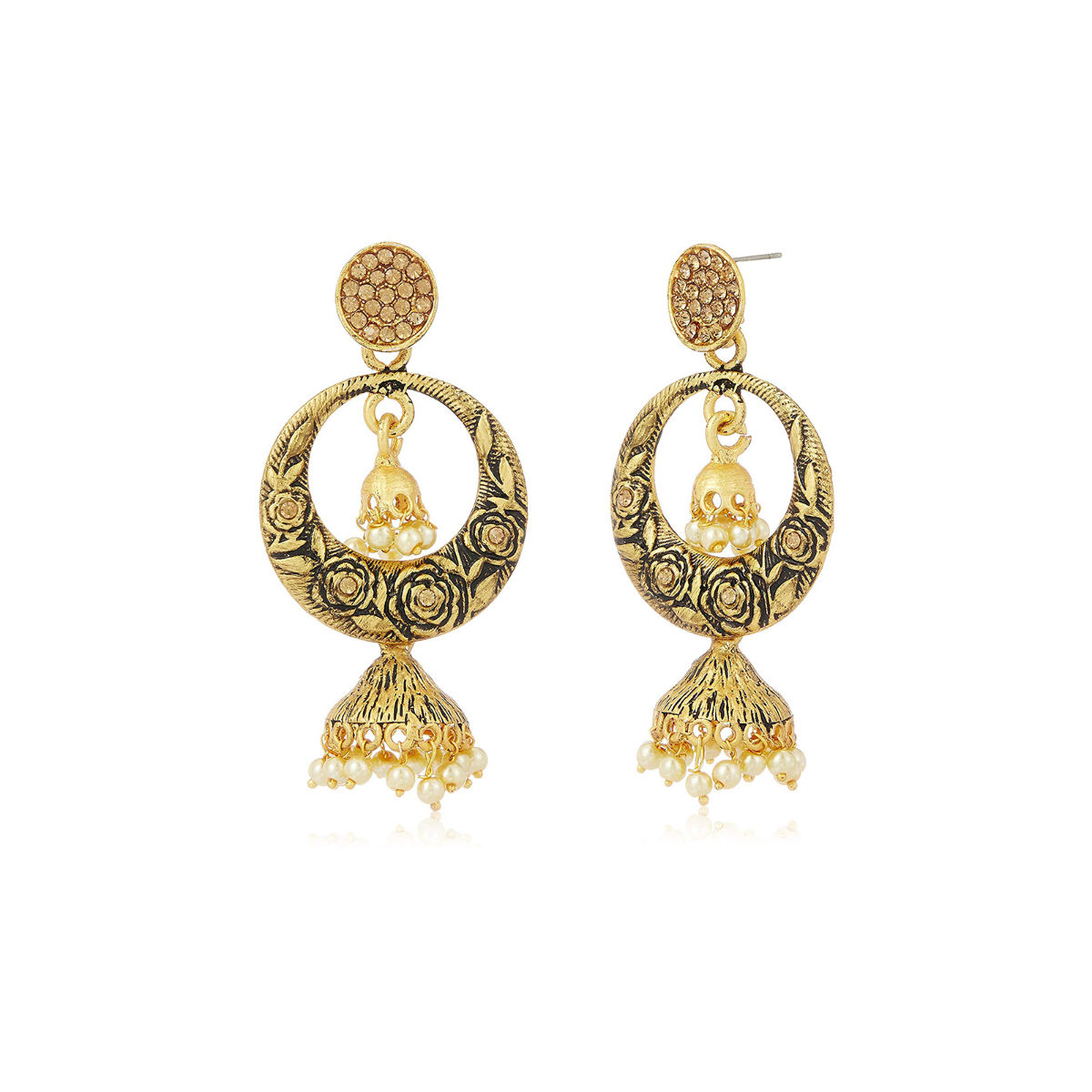 Zaveri Pearls Antique Gold Tone Ethnic Jhumki Earrings ZPFK7207 Buy