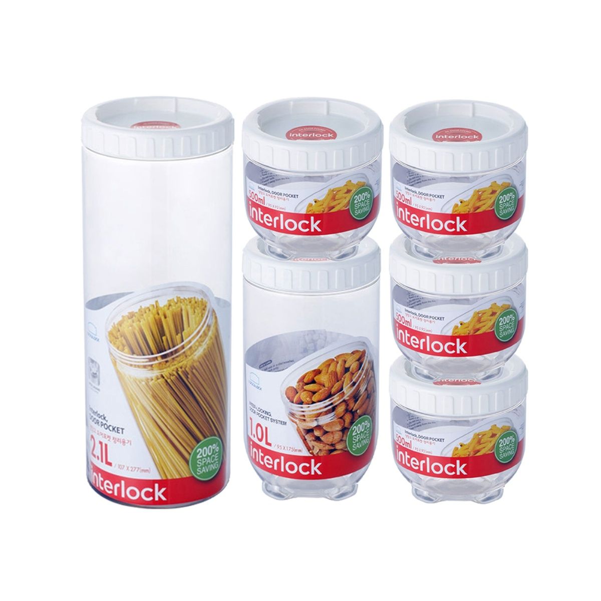 Lock Lock Interlock Refrigerator Food Storage Container Set Of 6