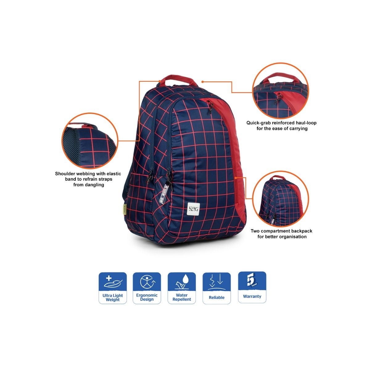 Wildcraft Wiki Pack Checks Unisex Navy Blue Backpack Buy Wildcraft