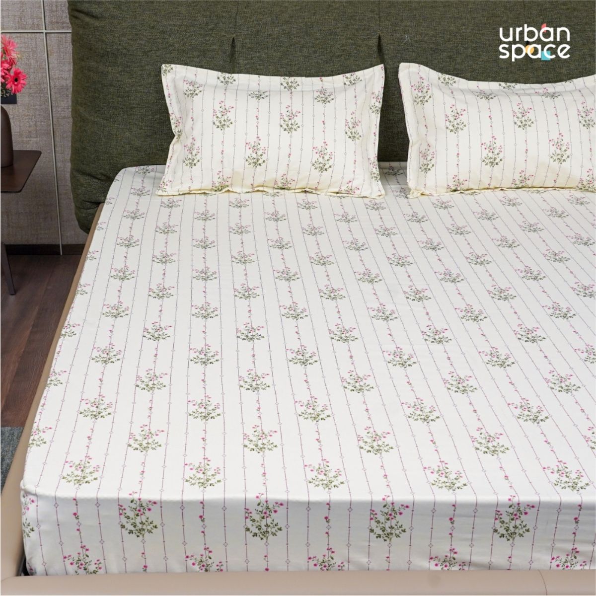 Buy Urban Space Serene Tc Cotton Bedsheets With Pillow Cover Pink