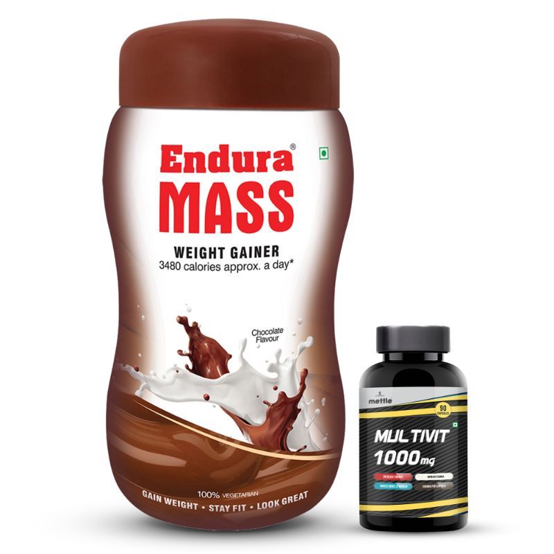 Endura Mass Weight Gainer Chocolate Flavour With Mettle Multivitamin