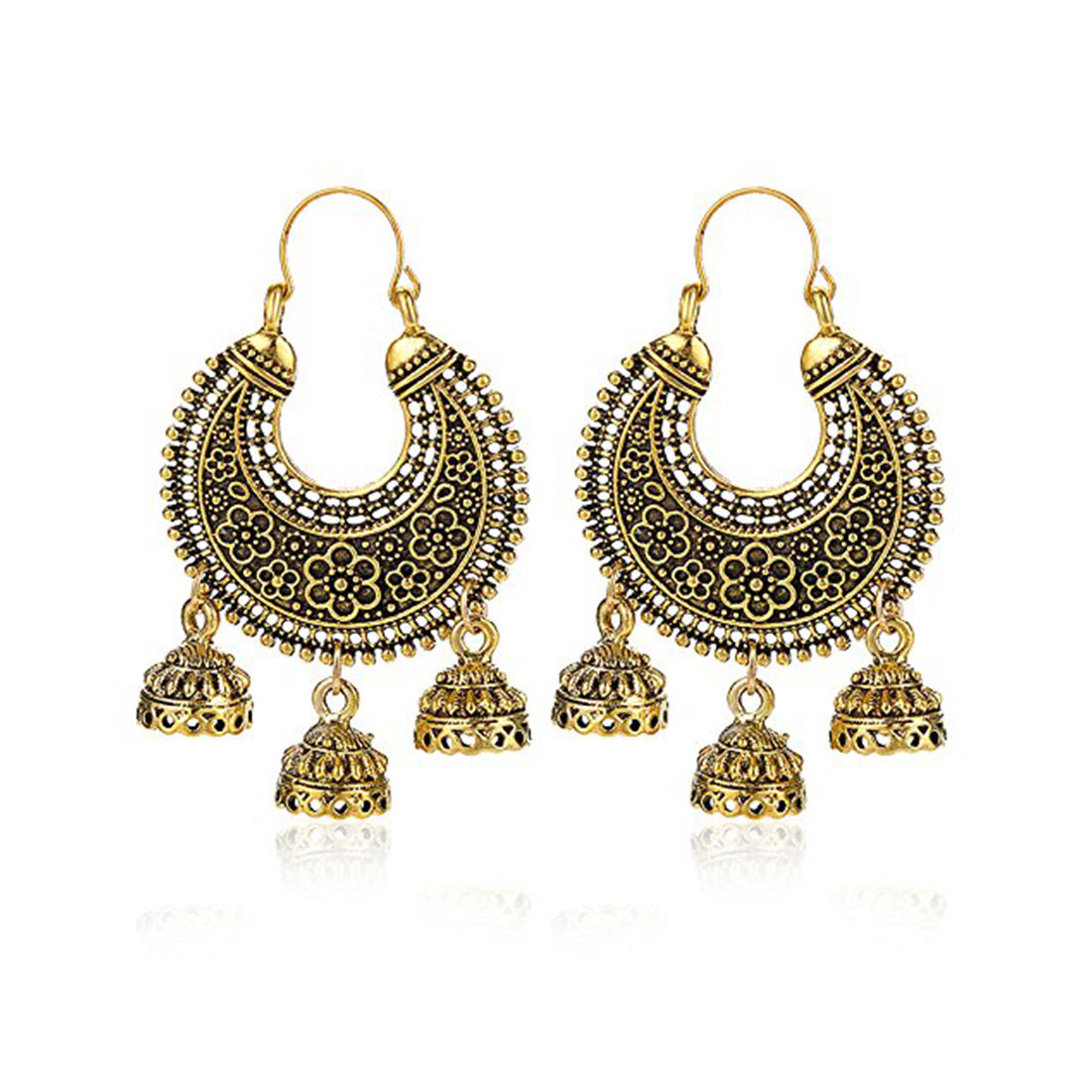 Youbella Fashion Jewellery Stylish Oxidised Gold Plated Jhumki Earrings