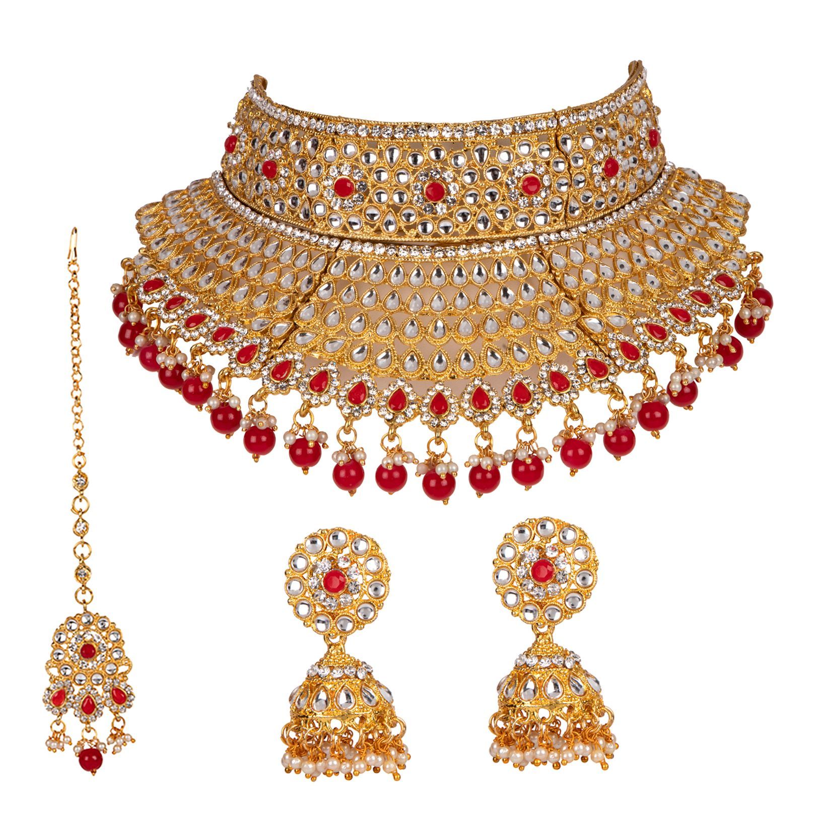 Buy Anika S Creation Exclusive Kundan Chokar Jewellery Set With Maang