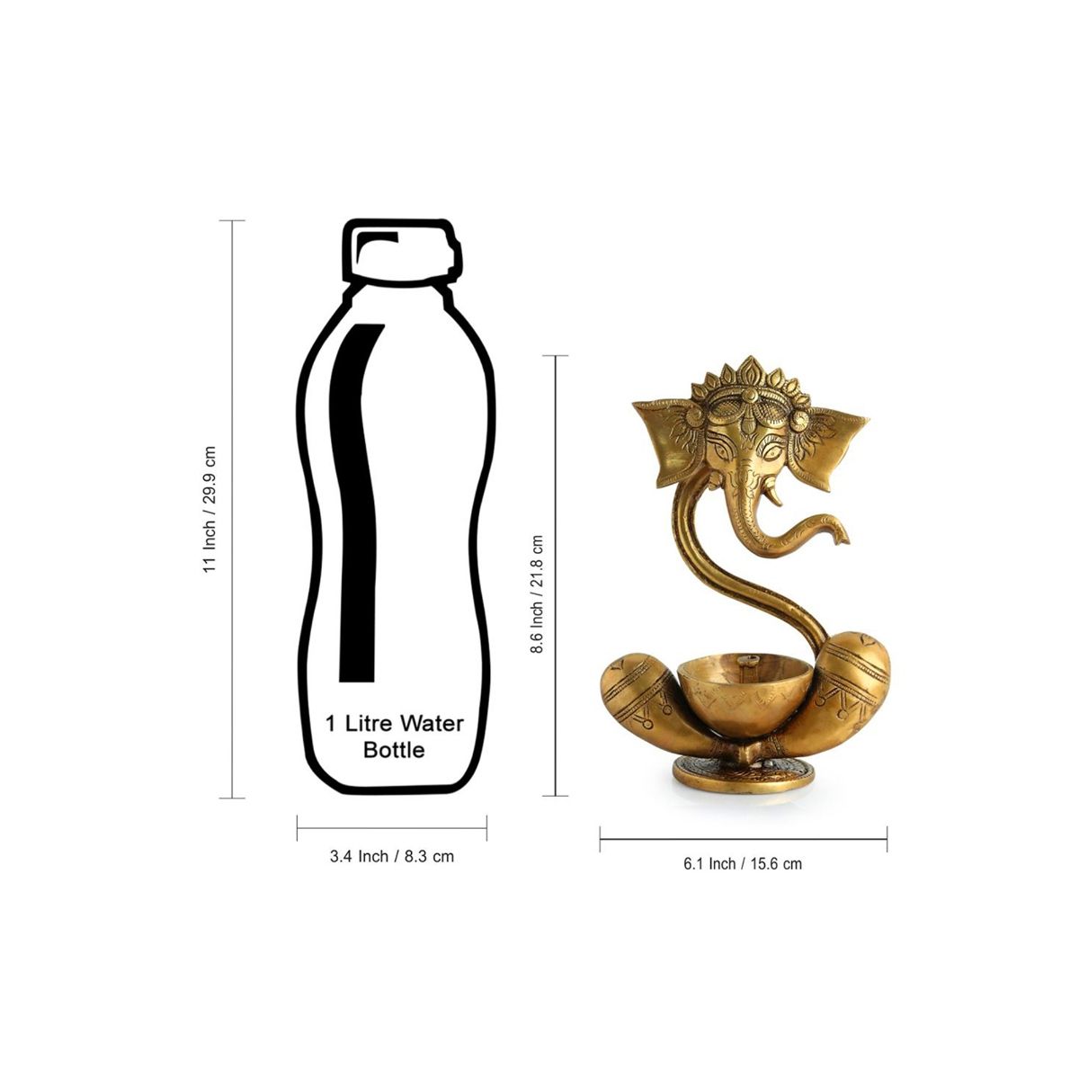 Buy Exclusivelane Invisible Ganesha Hand Etched Brass Diya Online