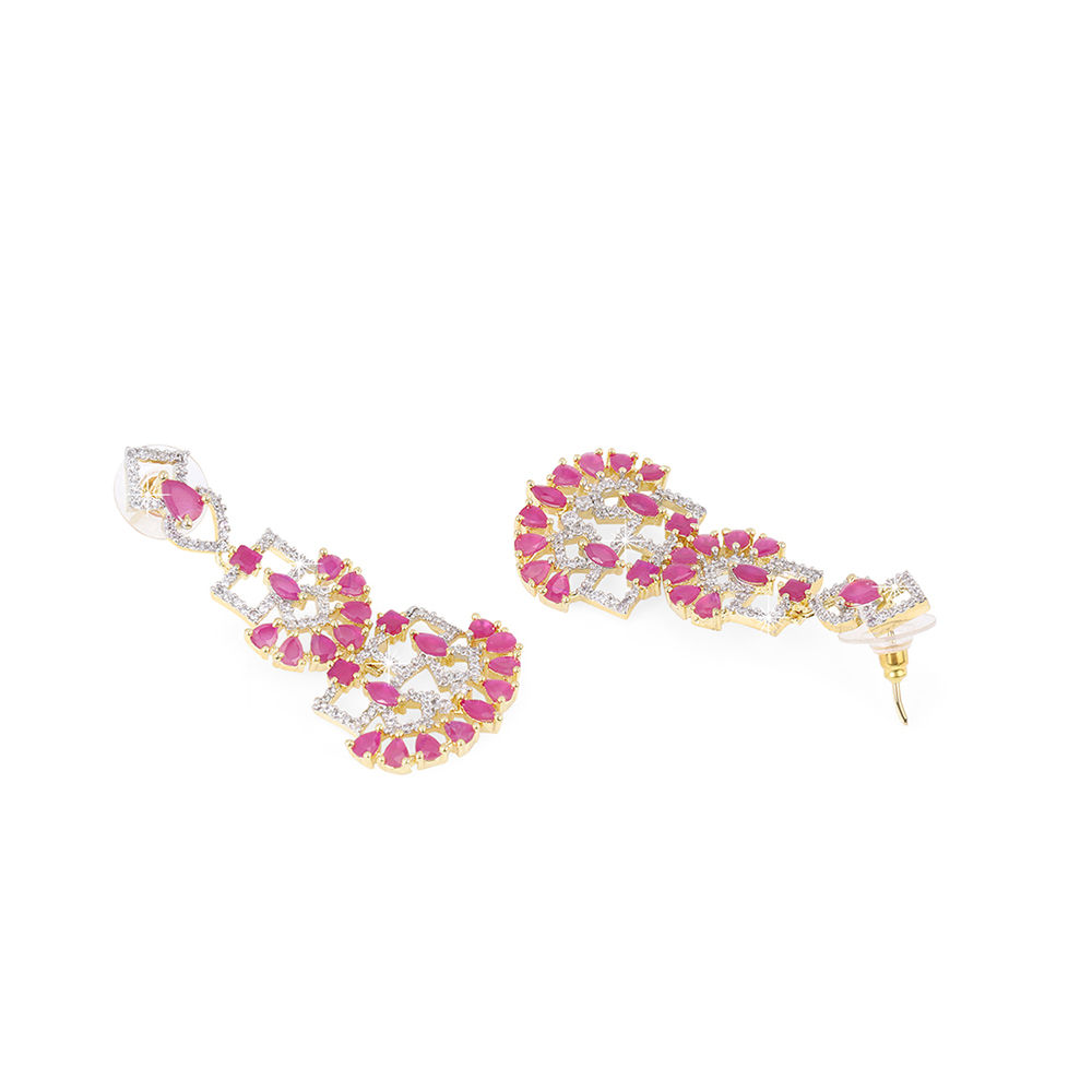 Yellow Chimes Luxurious Looks Pink American Diamond Studded Designer