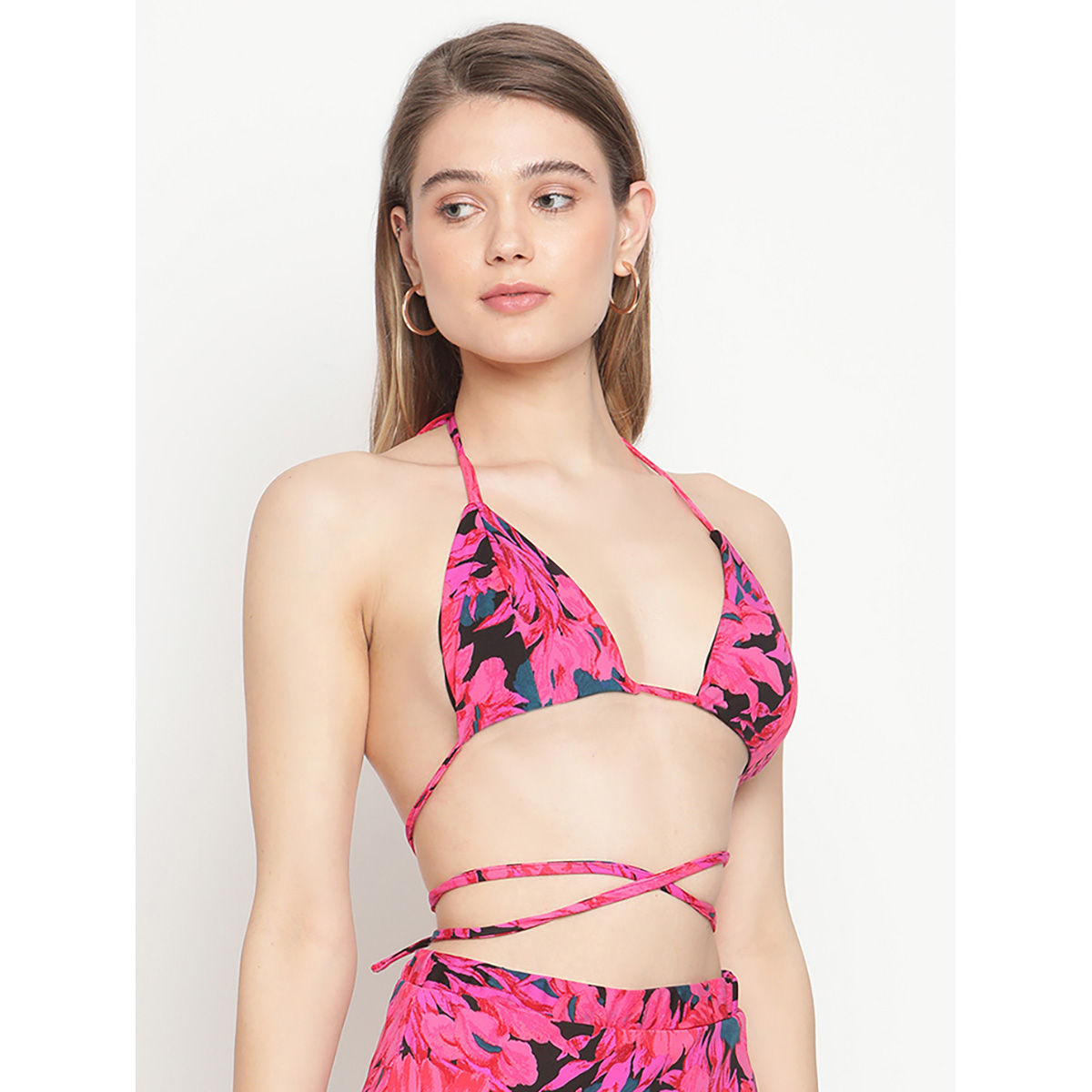 Buy Erotissch Women Pink Floral Printed Swim Bikini Bra Online