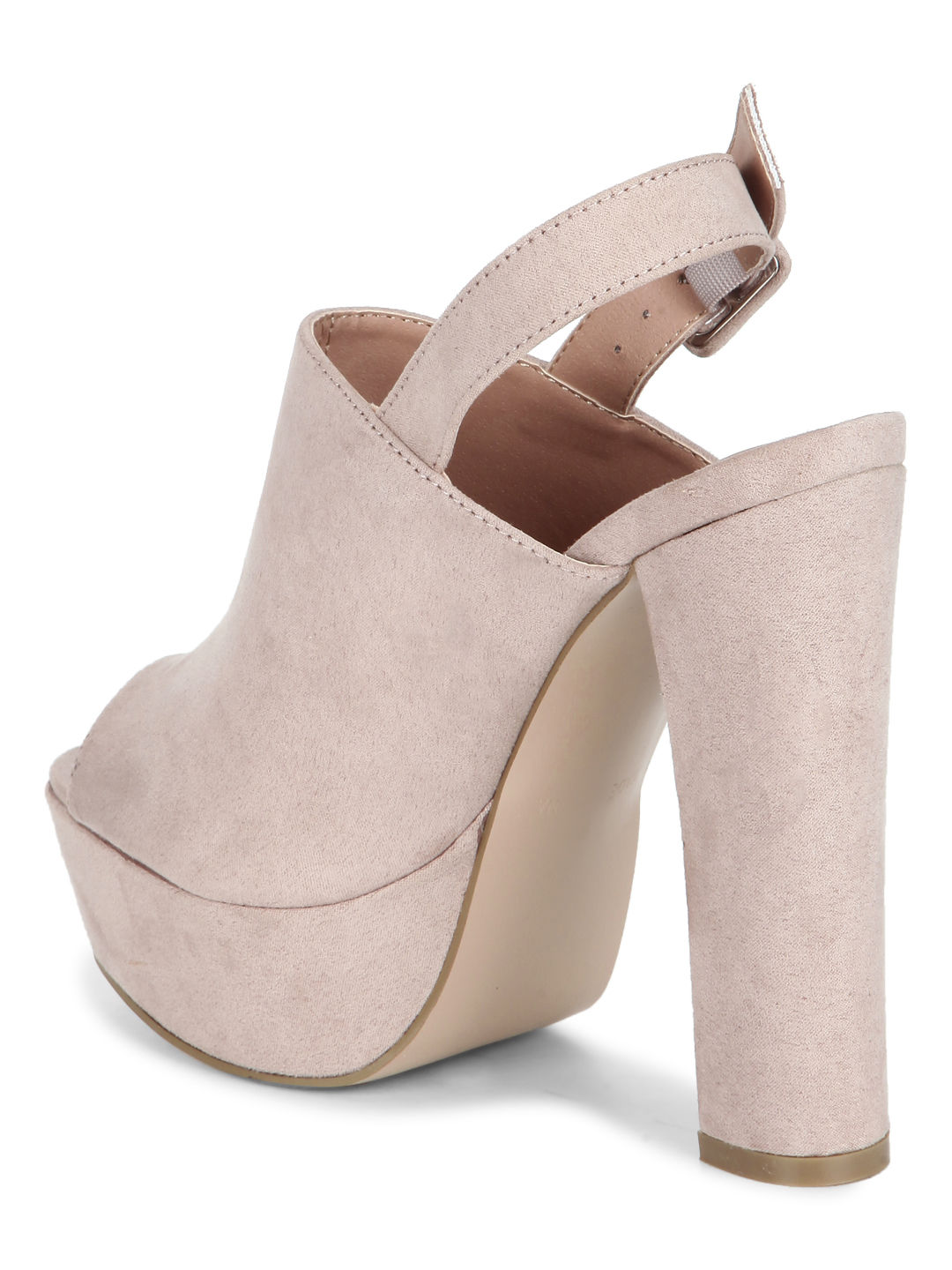 Truffle Collection Nude Microfibre Peep Toe Pump Block Heels Buy