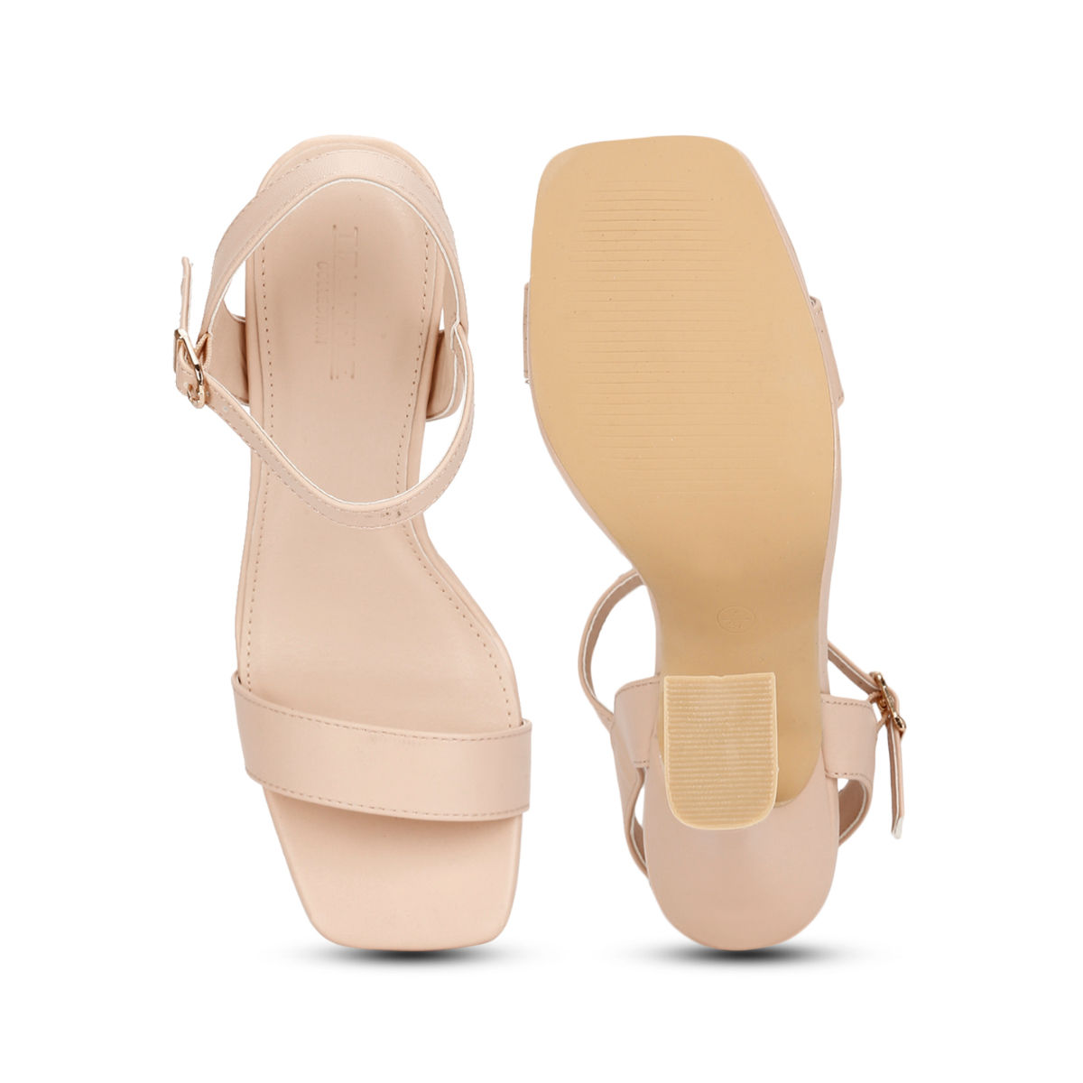 Truffle Collection Nude Pu Pyramid Heels Buy Truffle Collection Nude