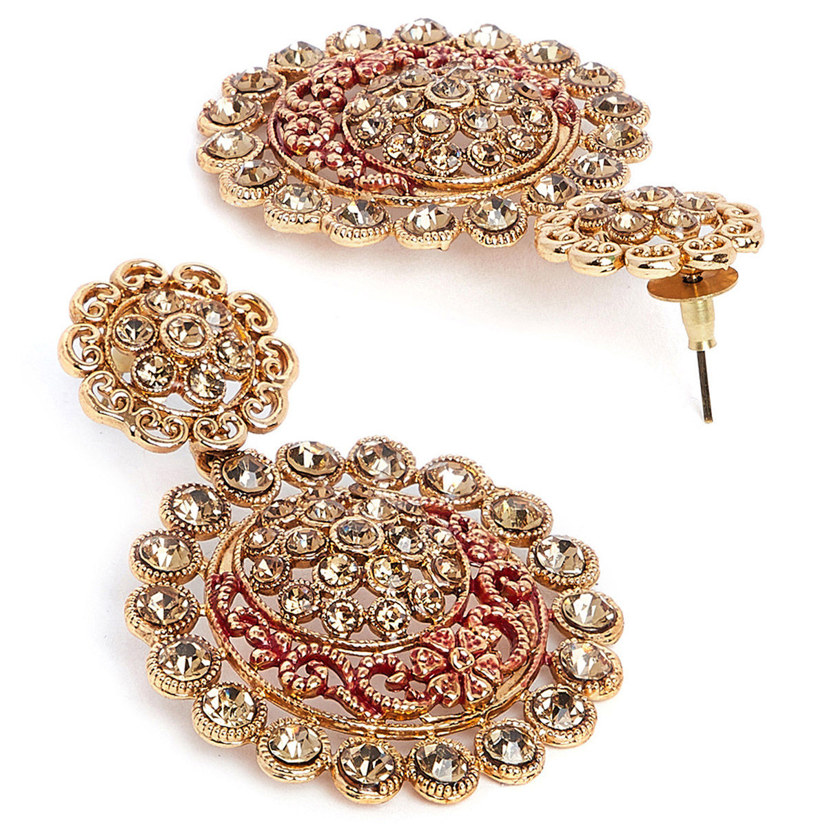 PANASH Gold Toned Red Classic Drop Earrings Buy PANASH Gold Toned Red