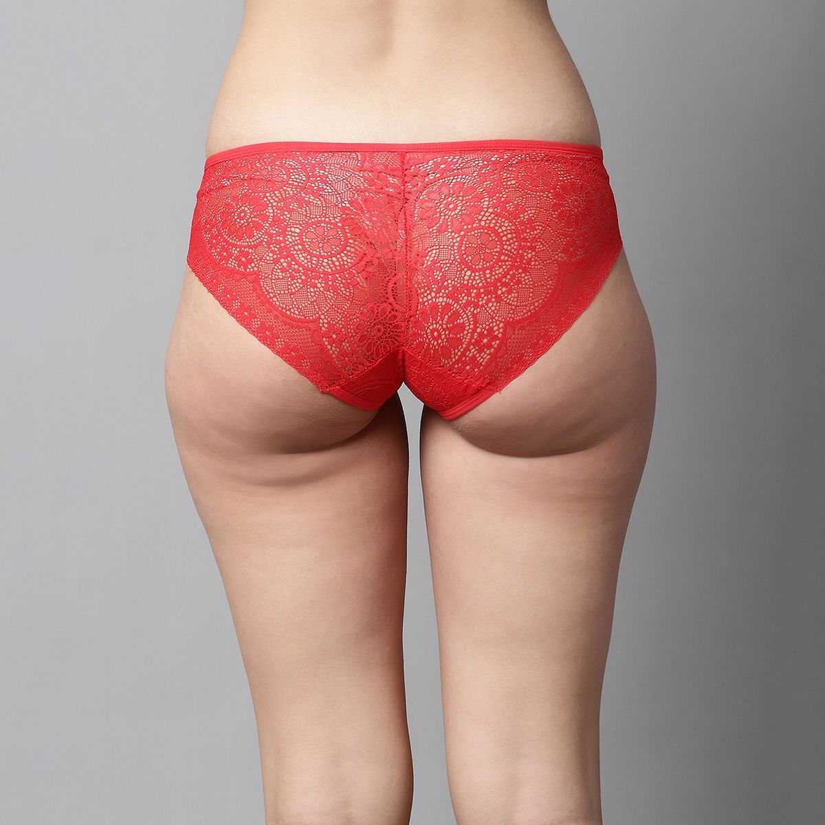 Prettycat Women Red Low Waist Sexy Bikini Panty With Cage Detailing