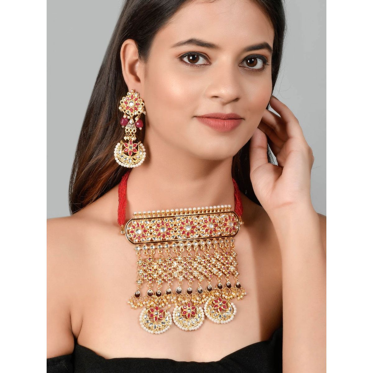 Buy Silvermerc Designs Traditional Indian Kundan Choker Necklace And