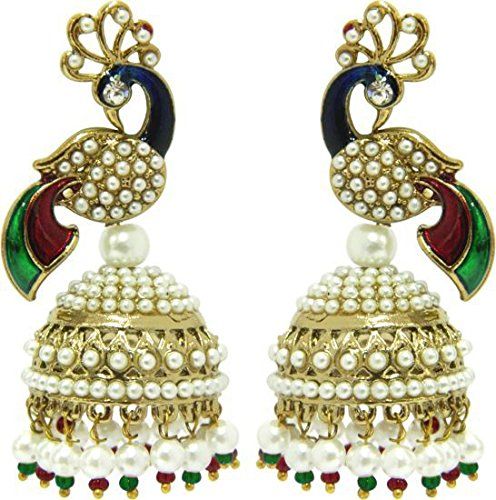 Youbella Traditional Gold Plated Jewellery Pearl Jhumka Fancy Earrings