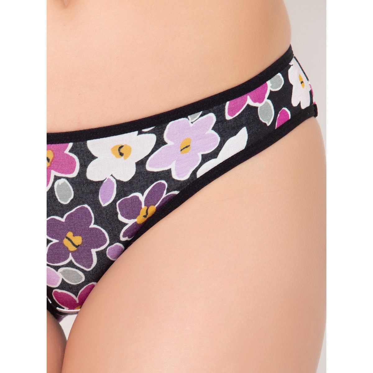 Clovia Low Waist Floral Print Bikini Panty In Black Buy Clovia Low