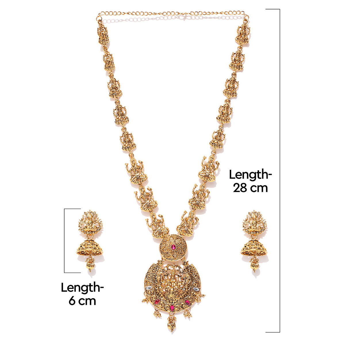 Buy Zaveri Pearls Antique Gold Tone Goddess Temple Necklace Earring