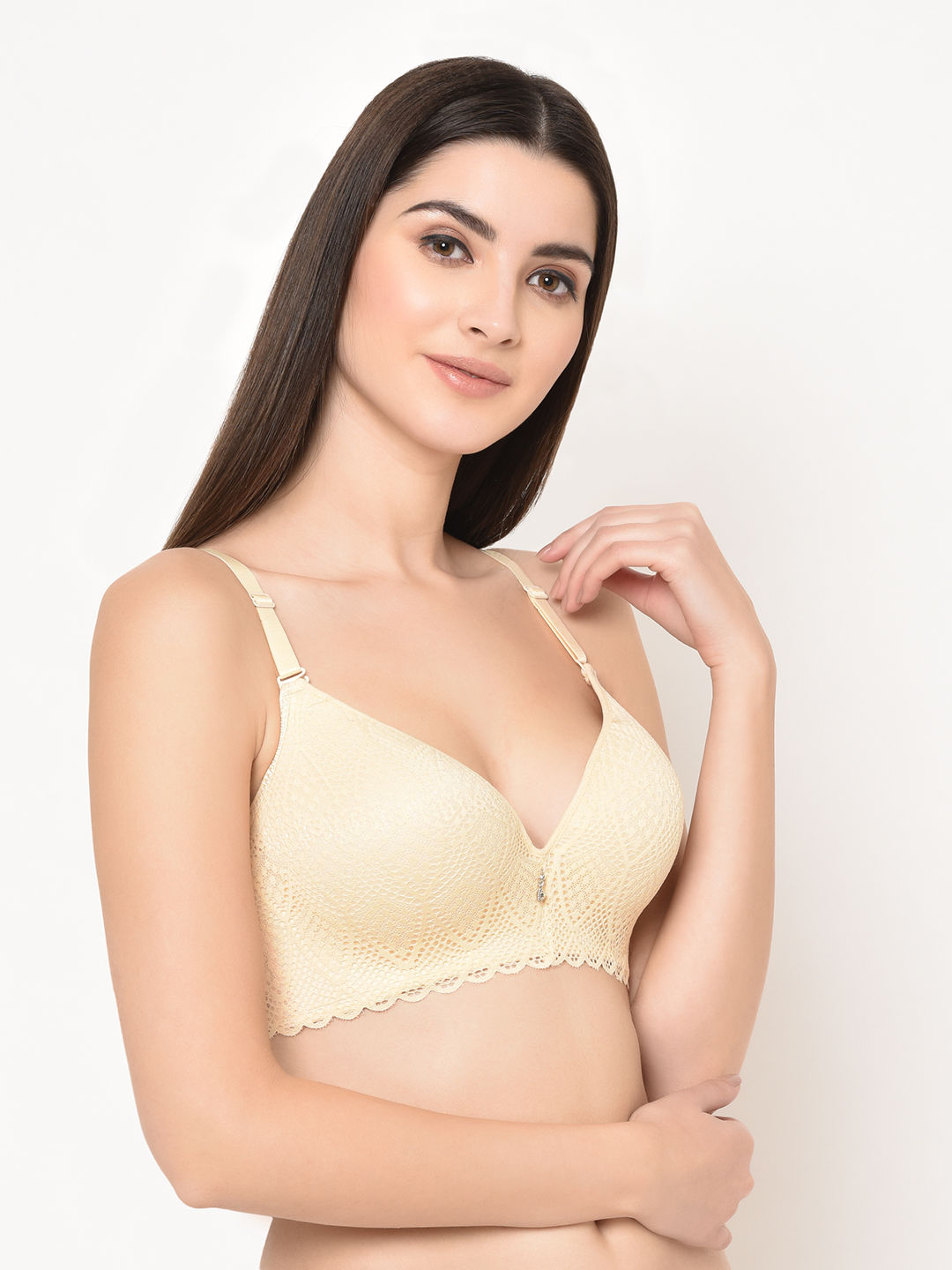 Da Intimo Lacy Self Design Bra Nude Buy Da Intimo Lacy Self Design