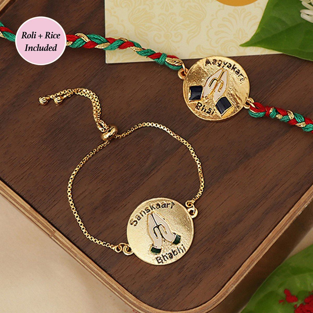 Pipa Bella By Nykaa Fashion Gold Toned Namaste Rakhis Set Of 2 Buy