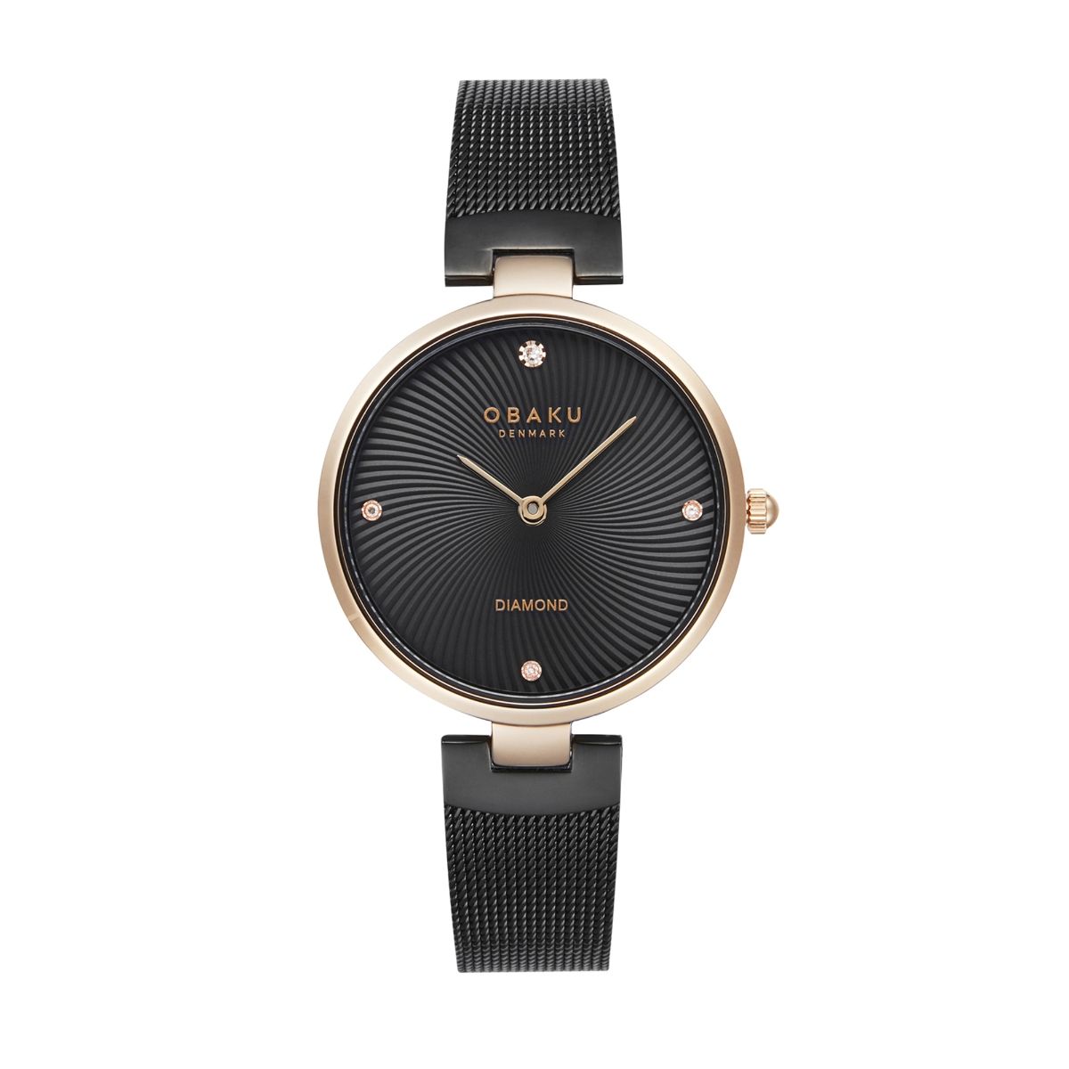 Buy Obaku Diamant Night Quartz Black Round Dial Womens Watch