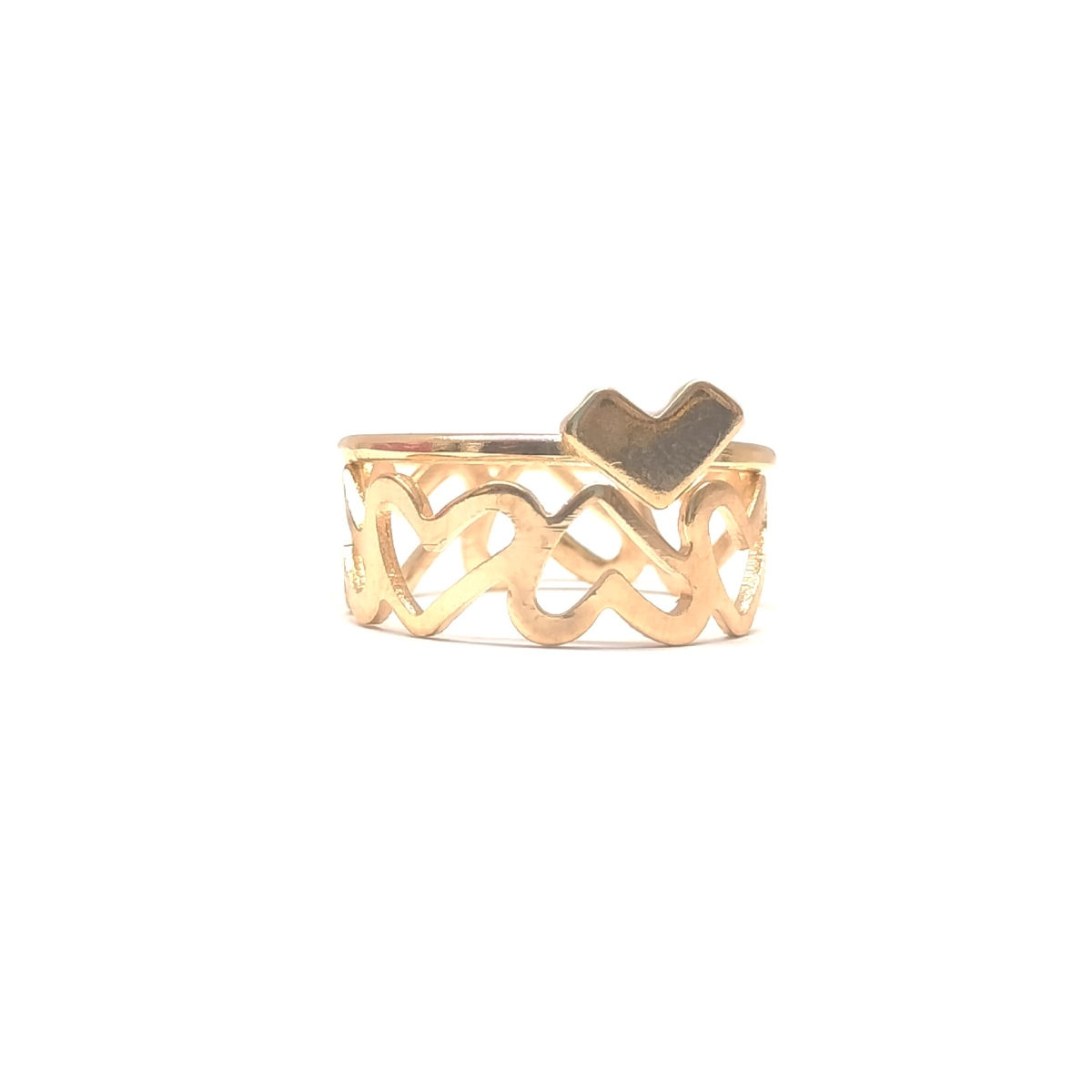 Buy OOMPH Combo Of 2 Gold Tone Delicate Heart Ring Set Online