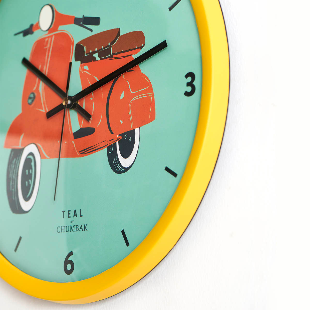 Buy Chumbak Scooting Around Wall Clock Yellow Rim Online