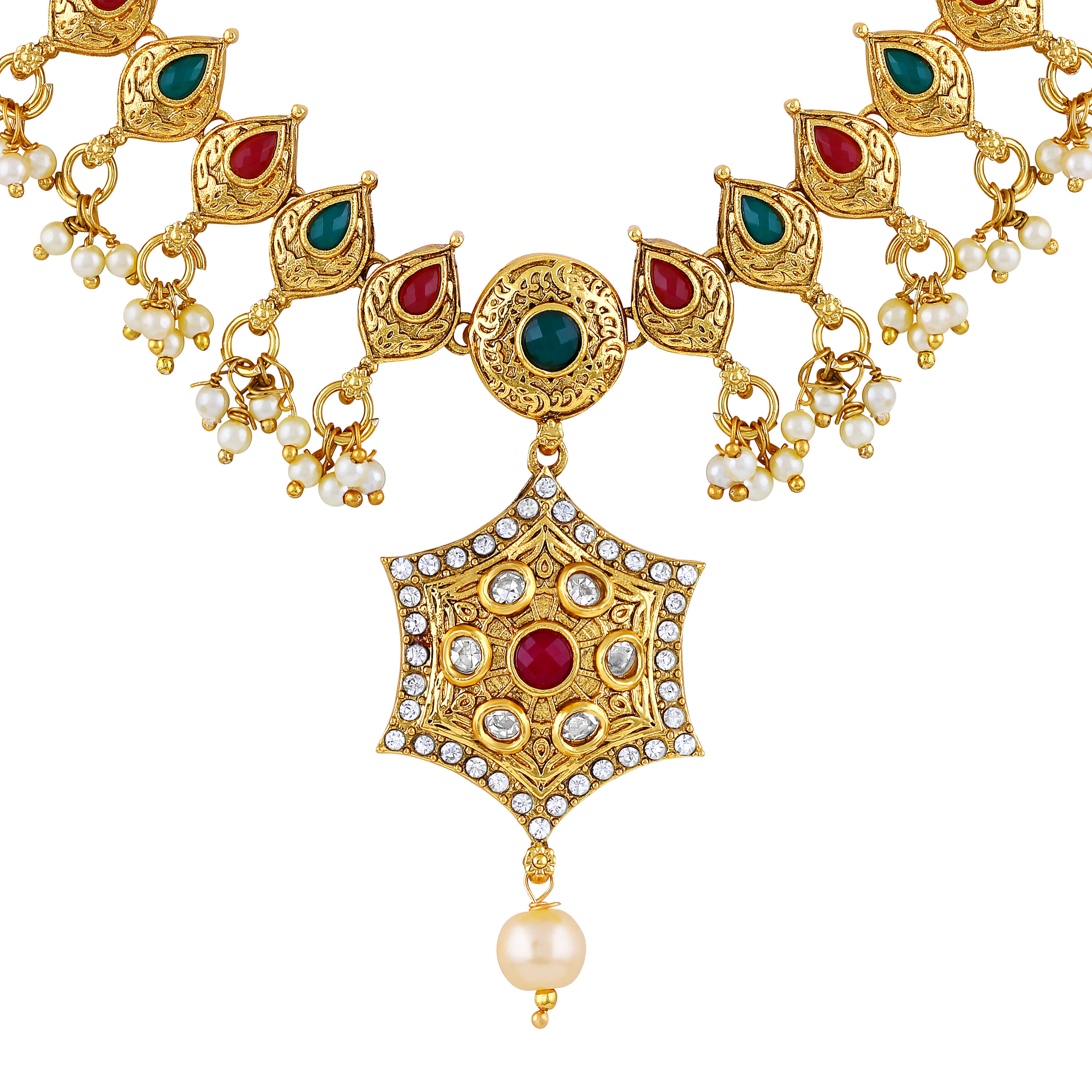 Asmitta Traditional Kundan Gold Toned Necklace Set Buy Asmitta