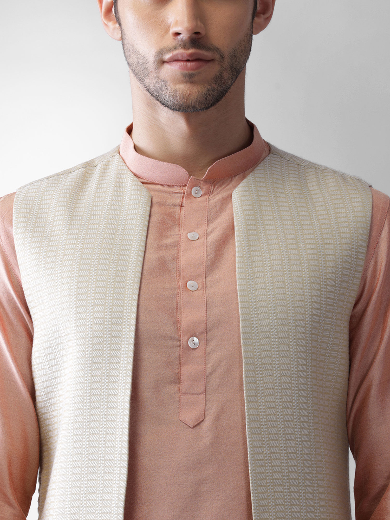 Buy Kisah Men Cream Kurta Jacket Set Of Online