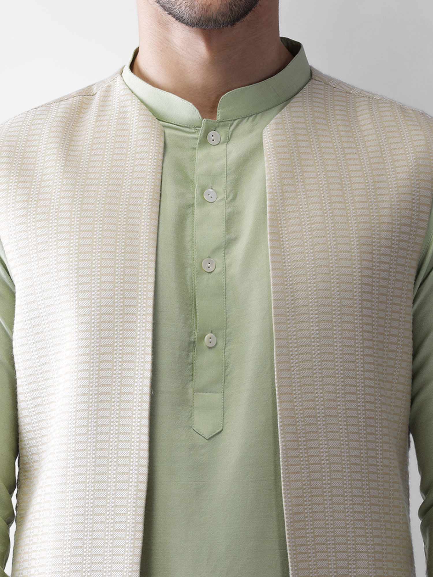 Buy Kisah Men Cream Kurta Jacket Set Of Online