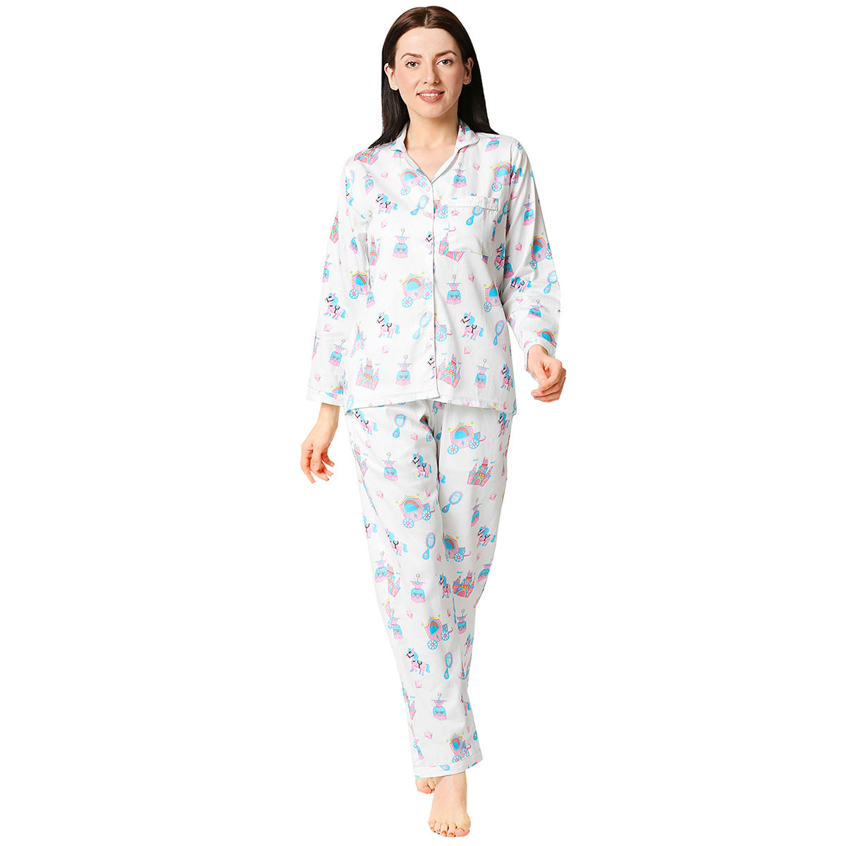 Buy Pyjama Party Christmas Cheers Women S Cotton Pyjama Set Nude Online