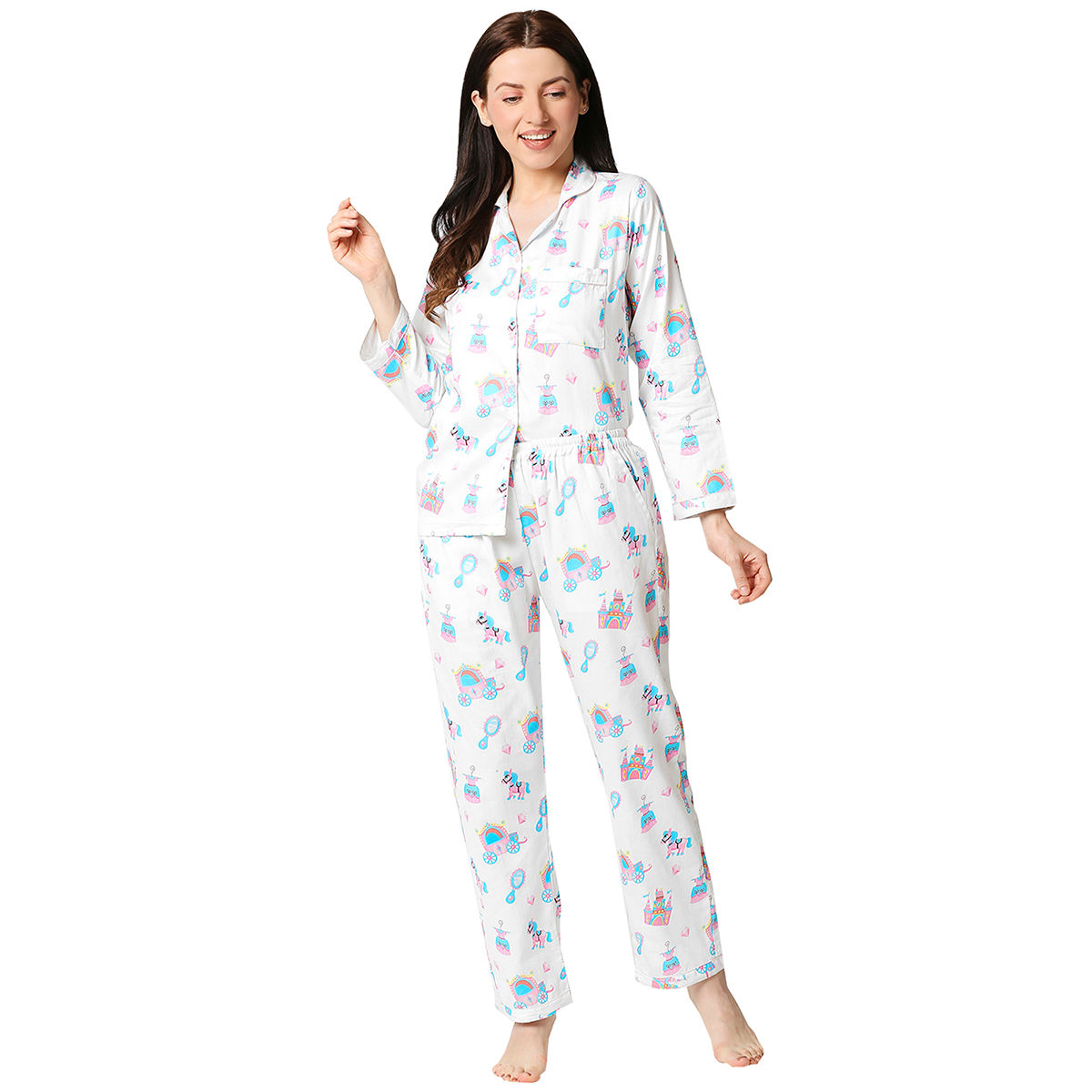 Buy Pyjama Party Christmas Cheers Women S Cotton Pyjama Set Nude Online