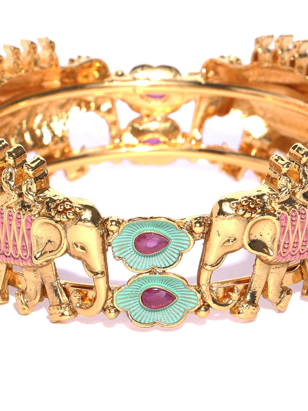 Buy Priyaasi Gold Plated Maroon Stone Studded Elephant Inspired Sea