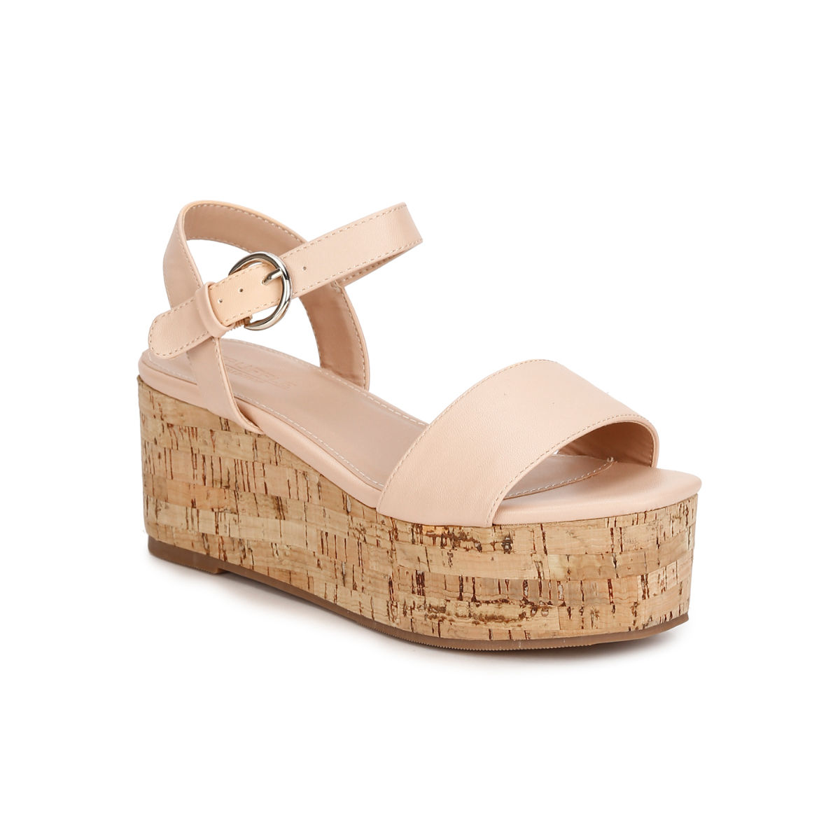 Buy Truffle Collection Nude Pu Platform Heels Online