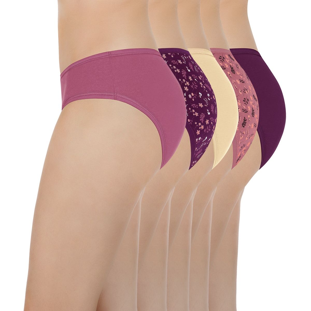 Buy Amante Assorted Three Fourth Coverage Low Rise Bikini Panties Pack