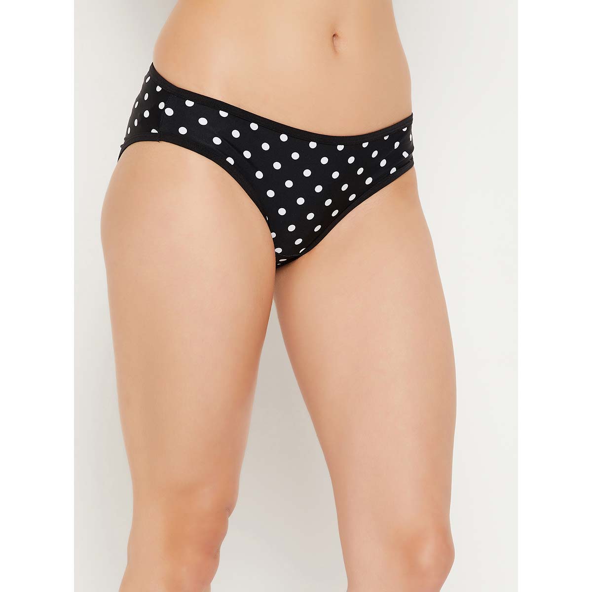 Clovia Low Waist Polka Print Bikini Panty In Black Buy Clovia Low