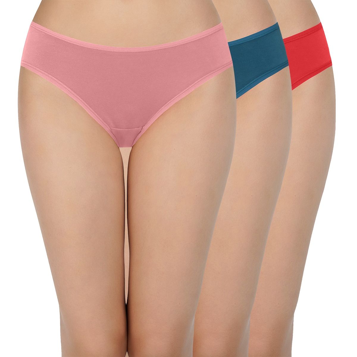 Buy Amante Solid Three Fourth Coverage Low Rise Bikini Panties Pack Of