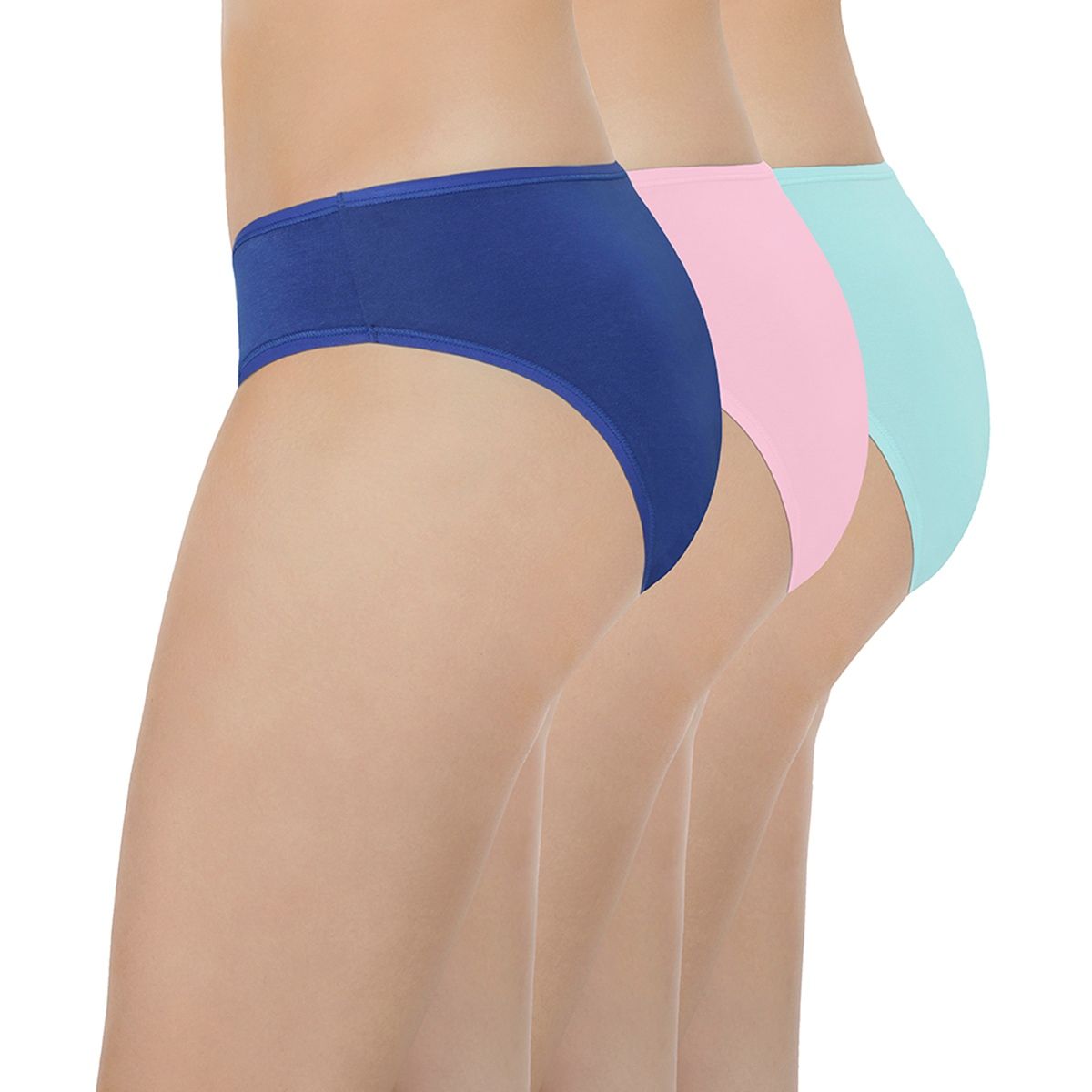 Buy Amante Solid Three Fourth Coverage Low Rise Bikini Panties Pack Of