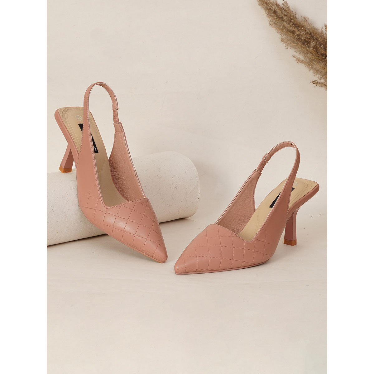 Buy Sherrif Shoes Womens Nude Color Slip On Heels Online