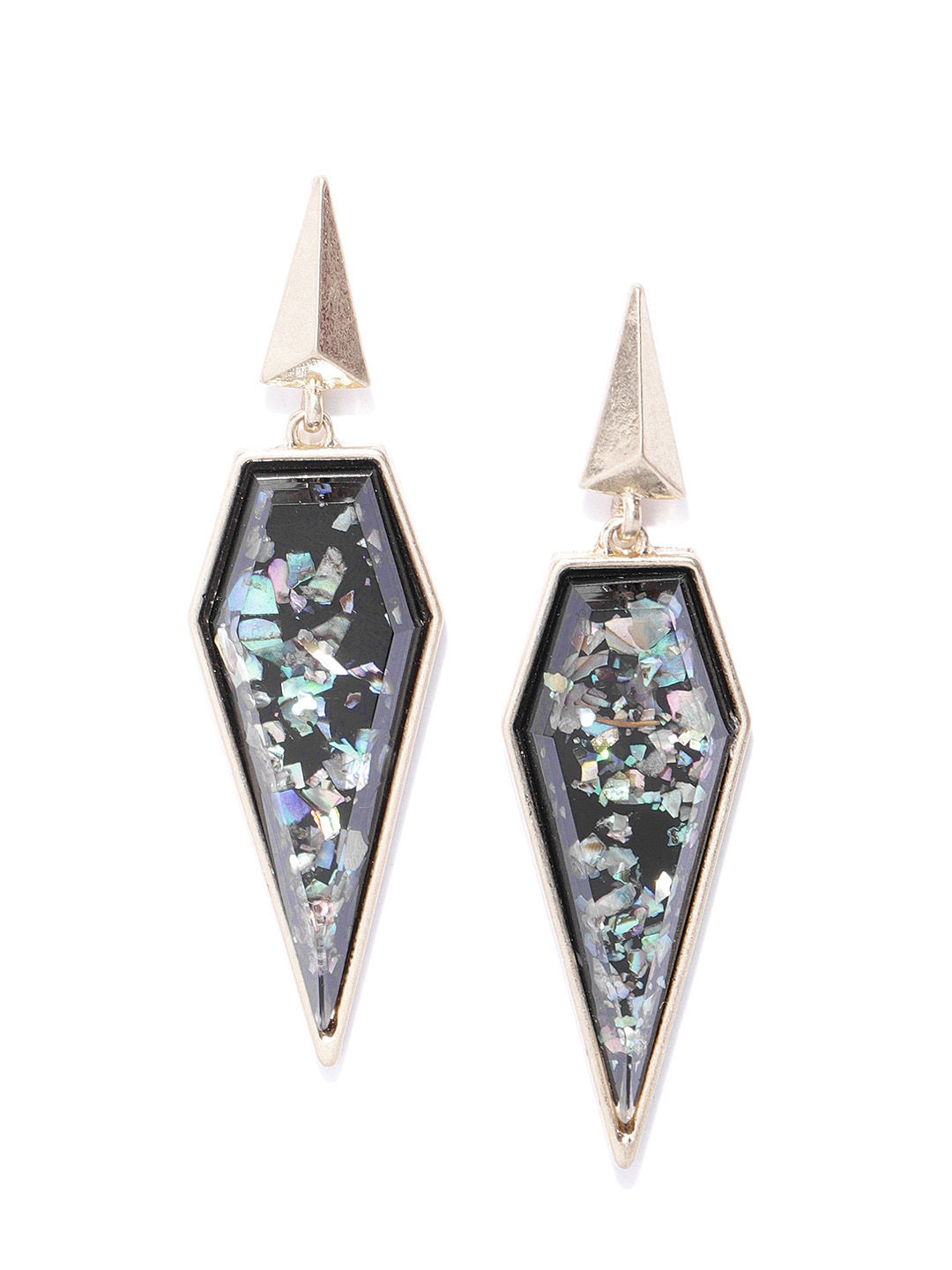 Buy Fabula Black Geometric Crystal Drop Earrings Online