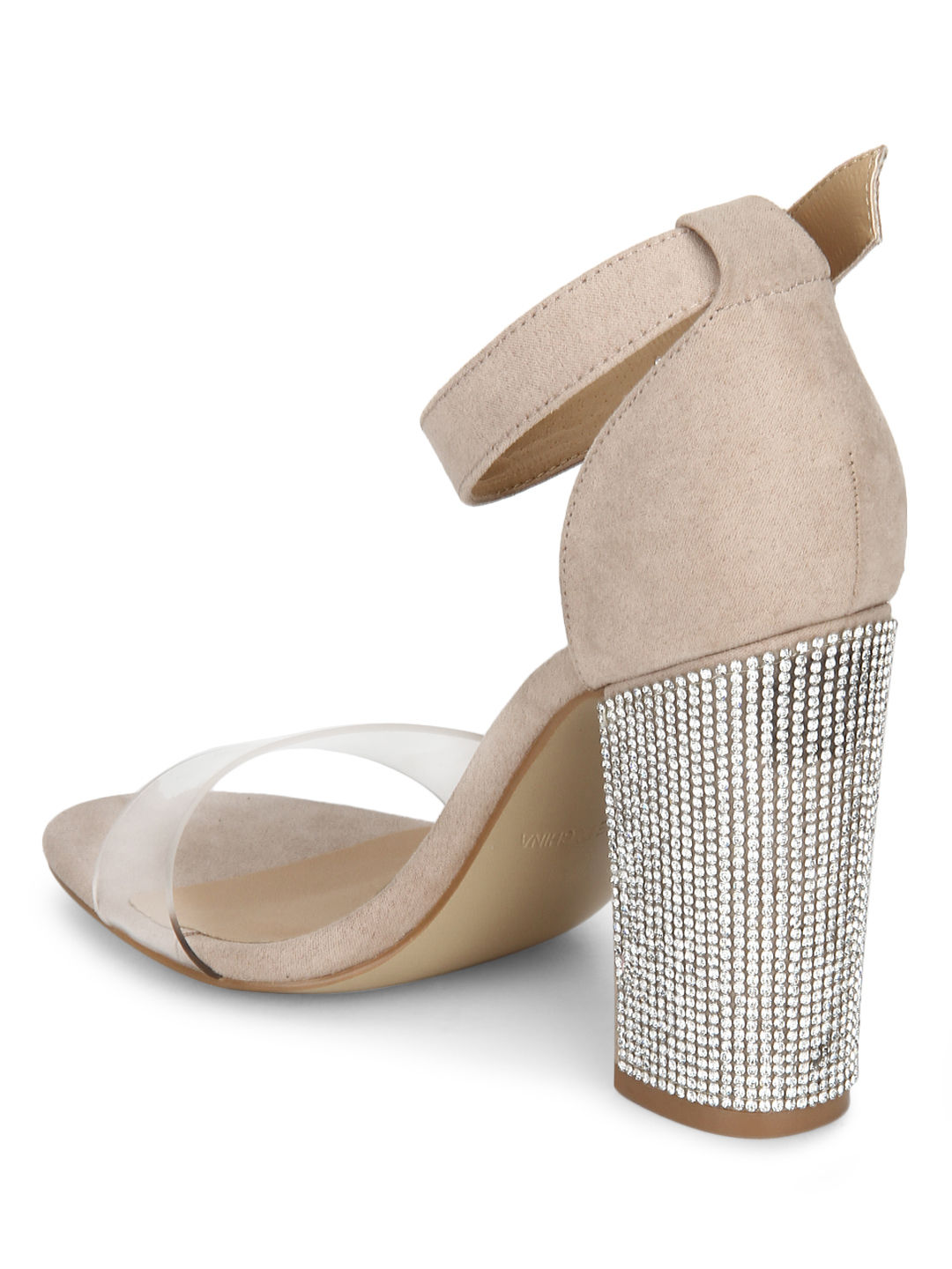 Buy Truffle Collection Nude Patent Pu Perspex Diamante Block Heels Online