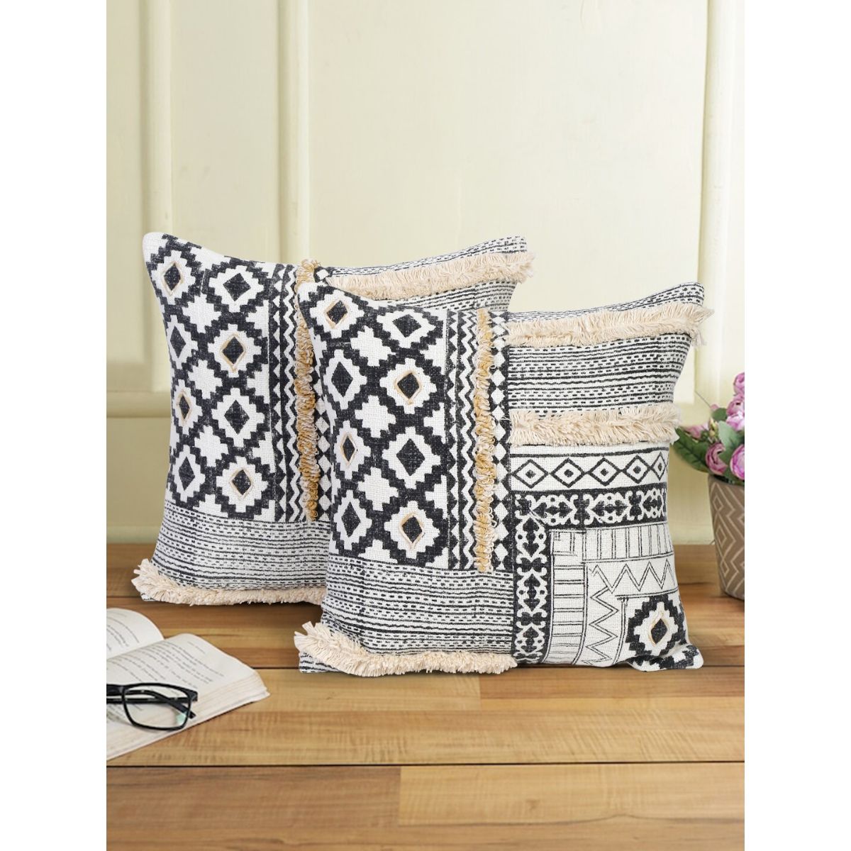 Buy Eyda Hand Block Printed Cotton Sofa Cushion Covers Set Of 2 18x18