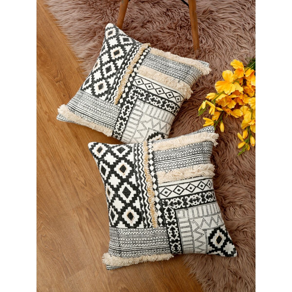 Buy Eyda Hand Block Printed Cotton Sofa Cushion Covers Set Of X